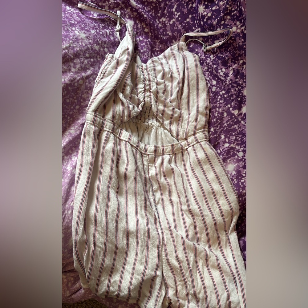 Hollister Striped Jumpsuit in Cream and Red